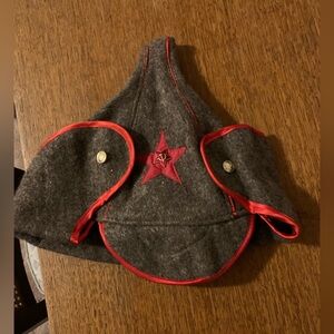 Authentic Traditional Russian Grey Hat with Red Star Accents